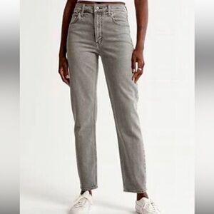 Abercrombie & Fitch The Mom High Rise Straight Jeans in Gray- Curve Love